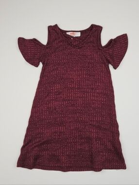 5/$25 Monkey Bars Cold Shoulder Dress Size2/3 Burgundy Knit Flutter Sleeve Girls